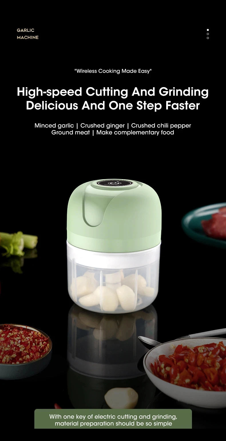 Electric garlic grinder USB garlic puree machine 250ML meat grinder kitchen vegetable grinder food chopper blender