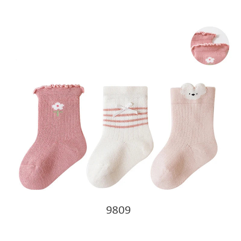 3 Pairs Baby Socks Soft Children Kids Socks Breathable Cartoon Kids Boys Girl Socks For Toddler