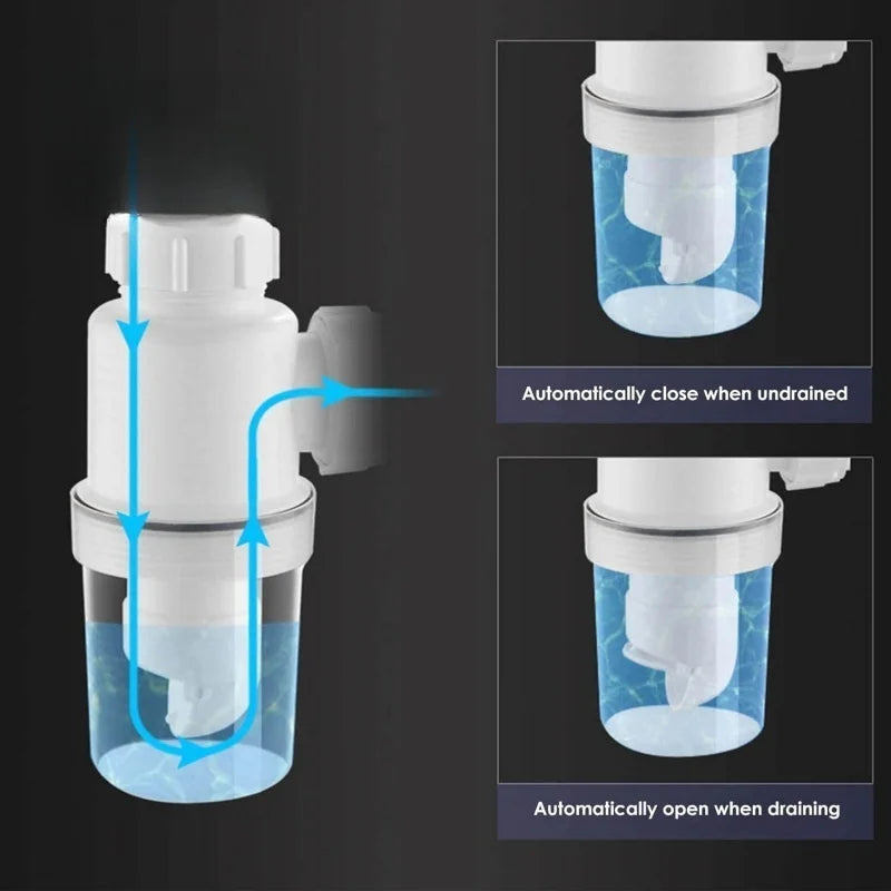 Flexible P-Trap for 30-32mm Drain Pipes Kitchen Sink Washbasin Drainage Pipe Insect-proof Odor-proof Blockage-proof Leak-proof