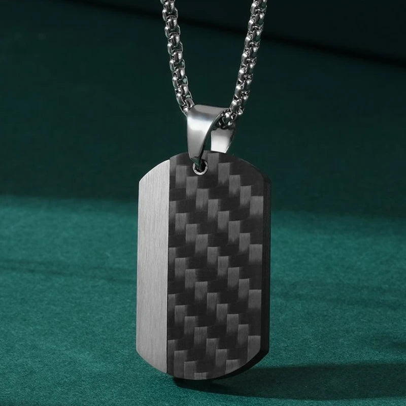 Two-tone Dog Tag Pendent Necklace for Men Stainless Steel Necklace Party Jewelry