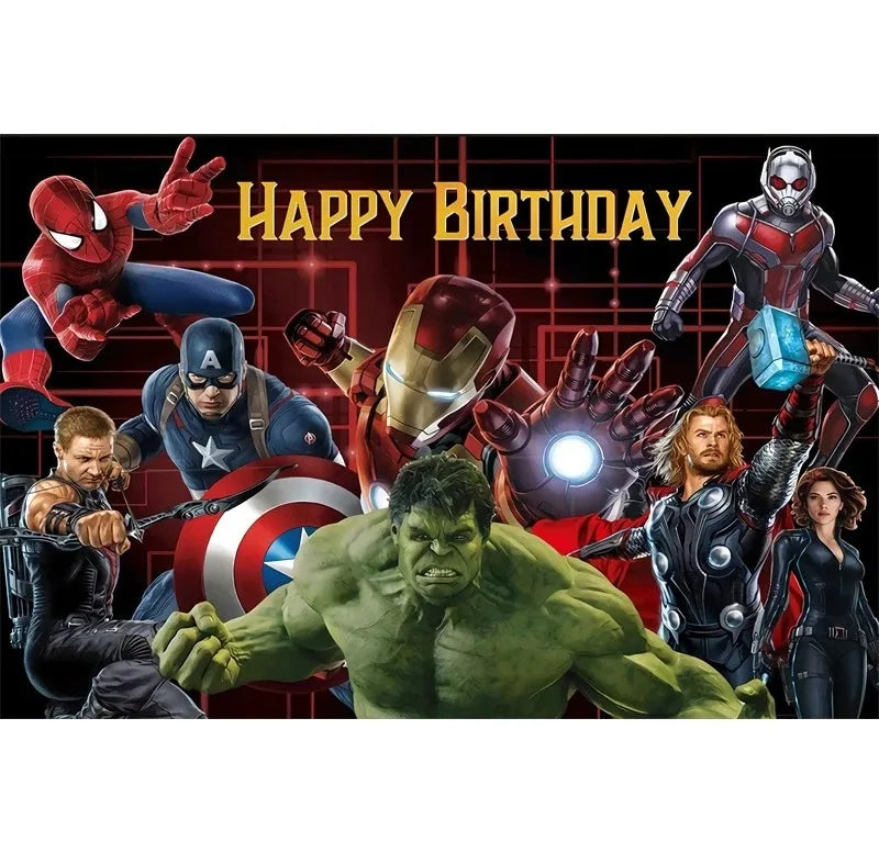 MARVEL Photography Backgrounds for Kids Birthday Party Spiderman Iron Man Hulk Banner Children Portrait Custom Photo Backdrops