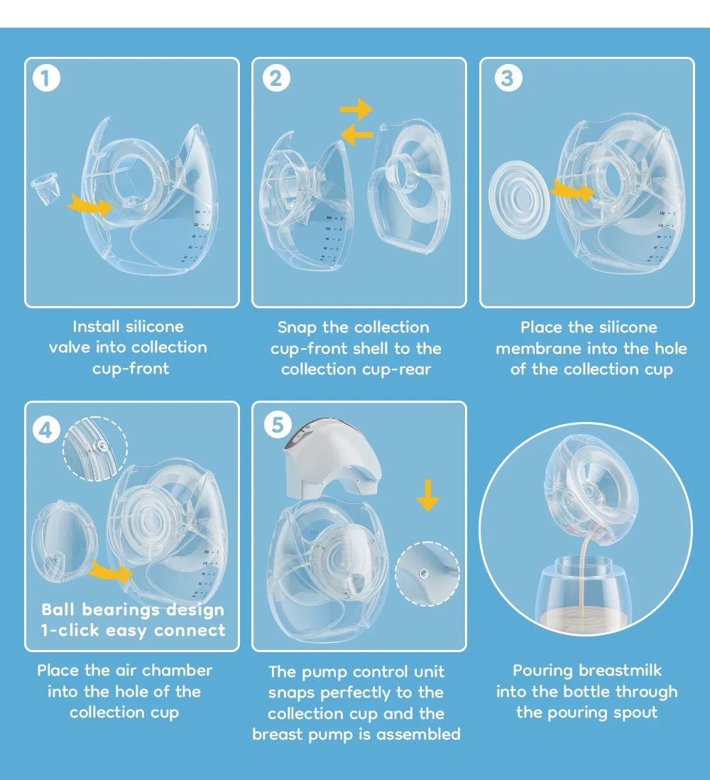 MAMIJOY 2PCS Ultra-thin Wearable Electric Breast Pump Ultra-light Low Noise 3Modes 12 Suction Levels With 18/21/24mm Flange EB51