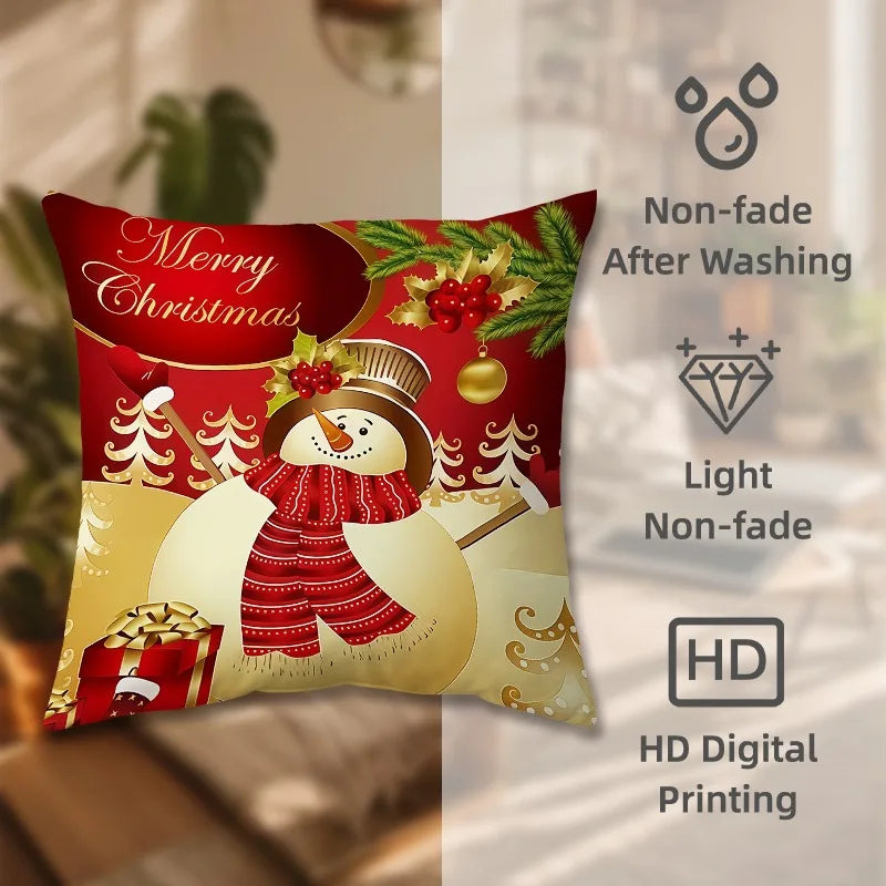 Christmas Pillow Cover Holiday Decoration Preferred 18x18 inches Skin-friendly and soft Multiple patterns Sofa Home Decoration