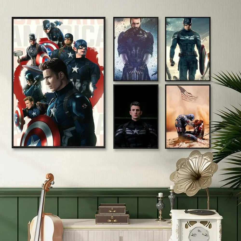 Marvel Movie Captain America Wall Art Posters Retro Style Modern Home Decor Canvas Painting Picture Prints Artwork Mural Print