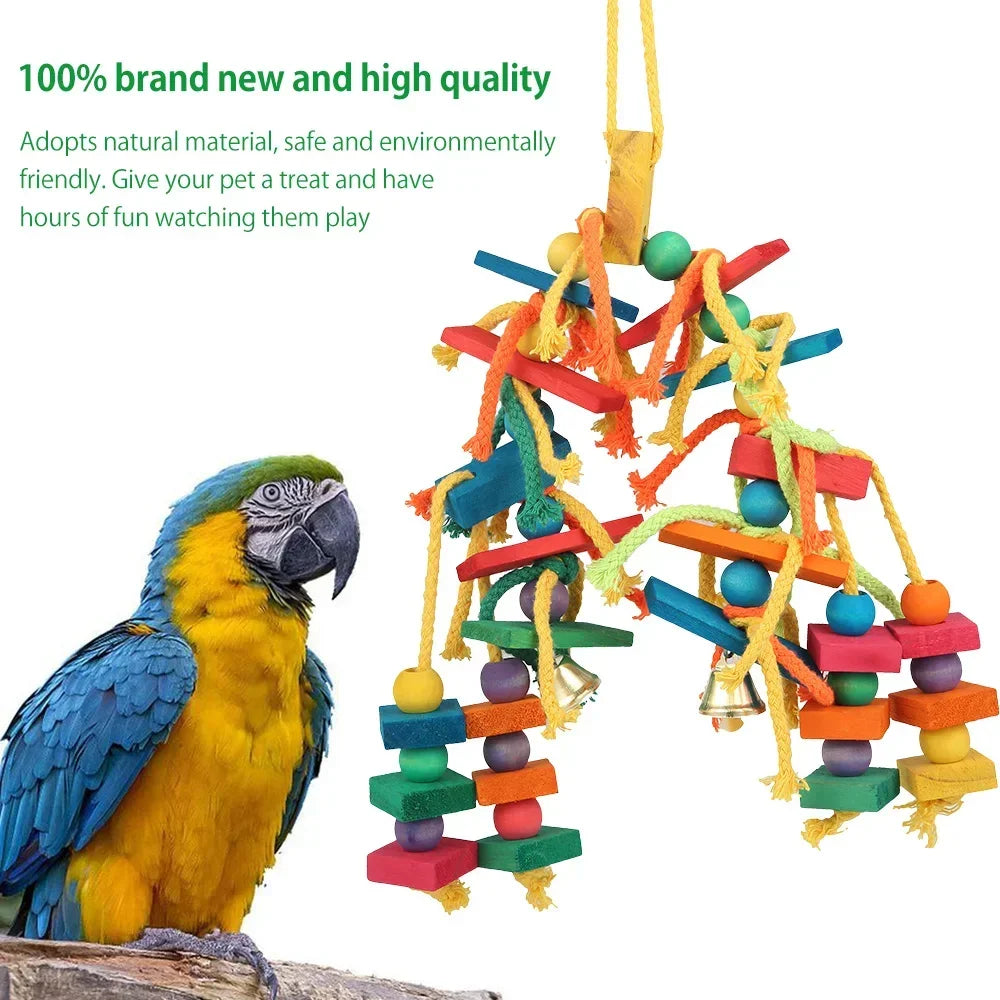 Wood Parrot Bird Toys Love Bird Cage Funny Training Bird Toys Cotton Rope  Resistant Tearing Toy  Pet Product