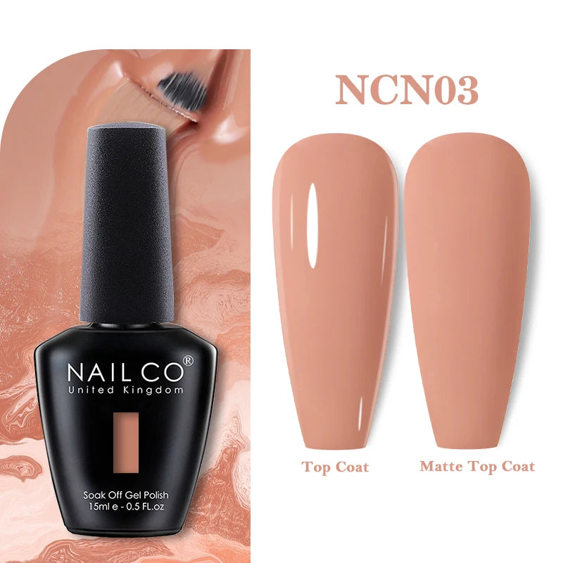 NAILCO Vernis Semi Permanent UV Gel Nail Polish Black White Color Nails Art Manicure TOP BASE Varnish Hybrid Nail Professionals
