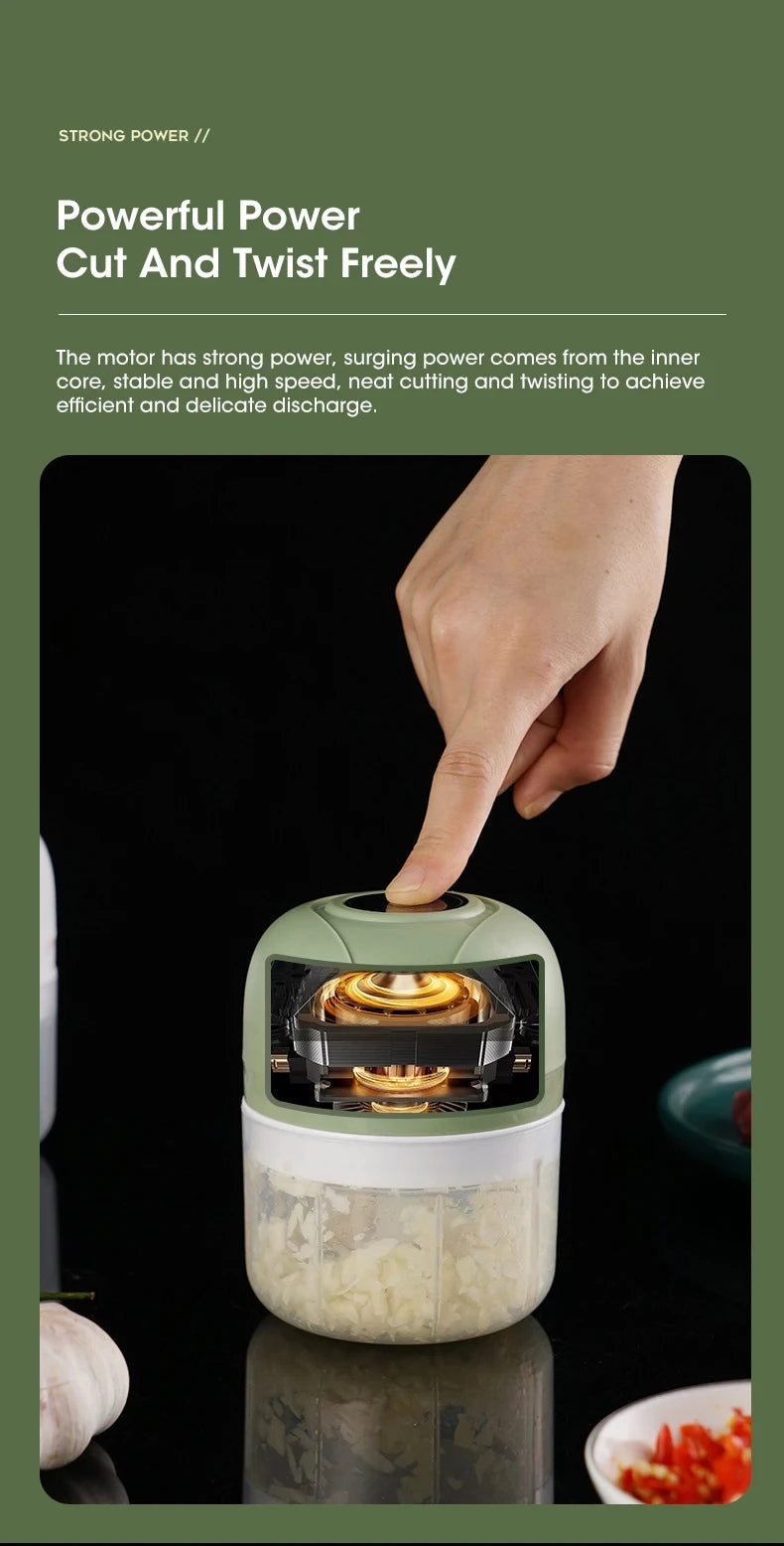 Electric garlic grinder USB garlic puree machine 250ML meat grinder kitchen vegetable grinder food chopper blender