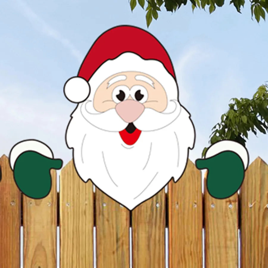 Christmas Fence Wooden Signboard Santa Claus Reindeer Snowman Grinch Decoration Courtyard Garden Handmade