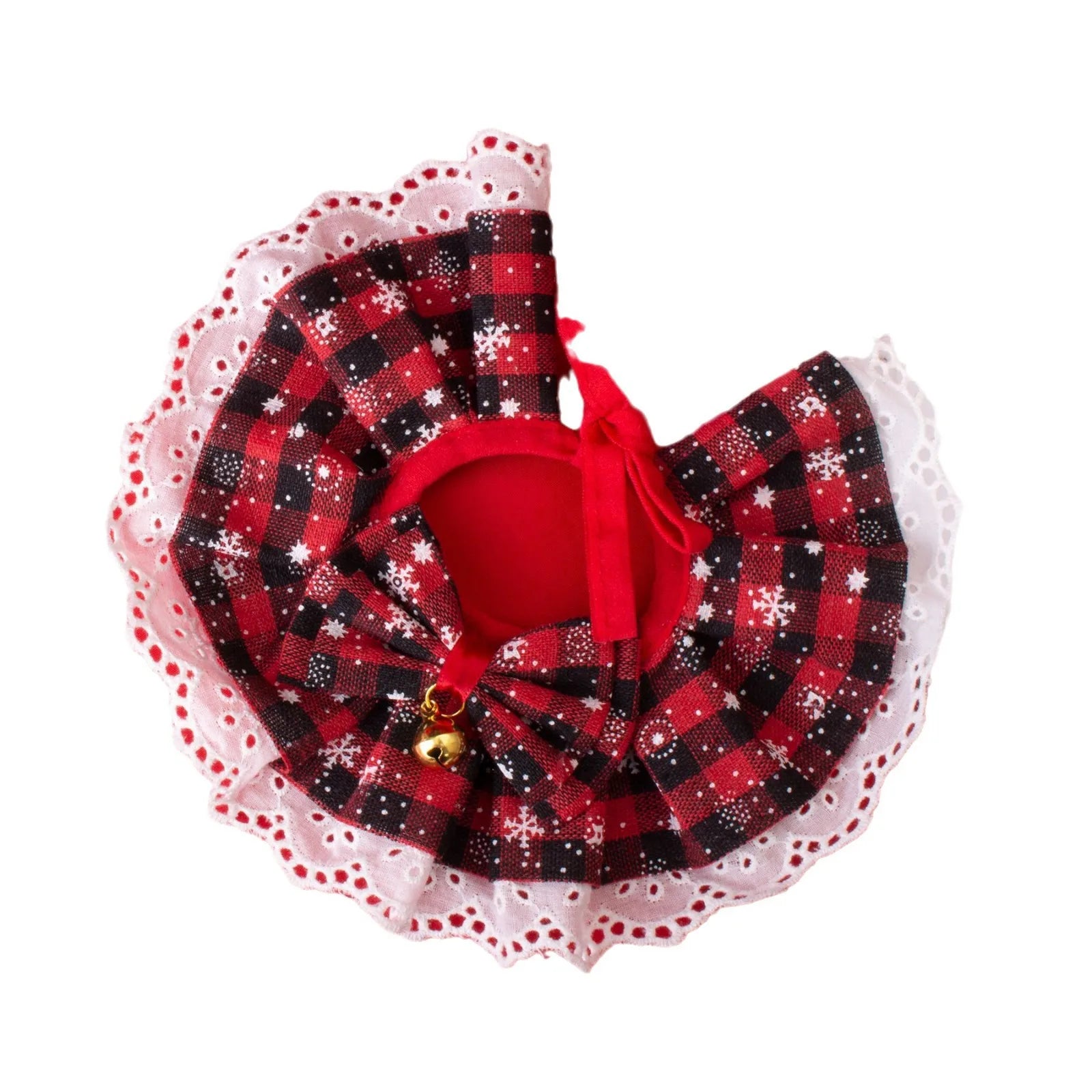 Pet Christmas Tie Bib Drool Towel Cat Dog Bell Scarf Holiday Accessory Plaid Lace Plaid Necklace Dog Accessories for Small Dogs