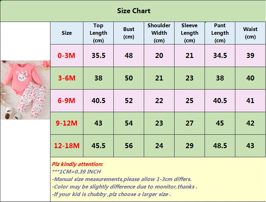 4pcs Baby Girl Cartoon Rabbit Long Sleeve Jumpsuit+Small Floral Pants+Hairband+Belt Set 0-18 Months Baby Girl Spring  Autumn Set