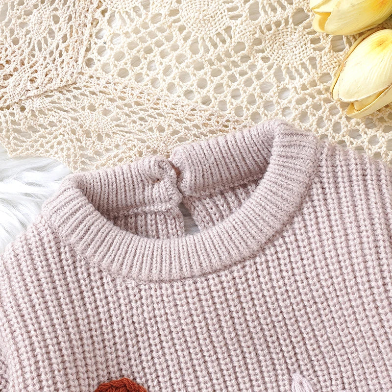 Infant Baby Girl Knitting Bodysuits Clothes 0-18m Spring Autumn Winter Newborn O Neck Long Sleeves Onesie Outfits Child Costumes