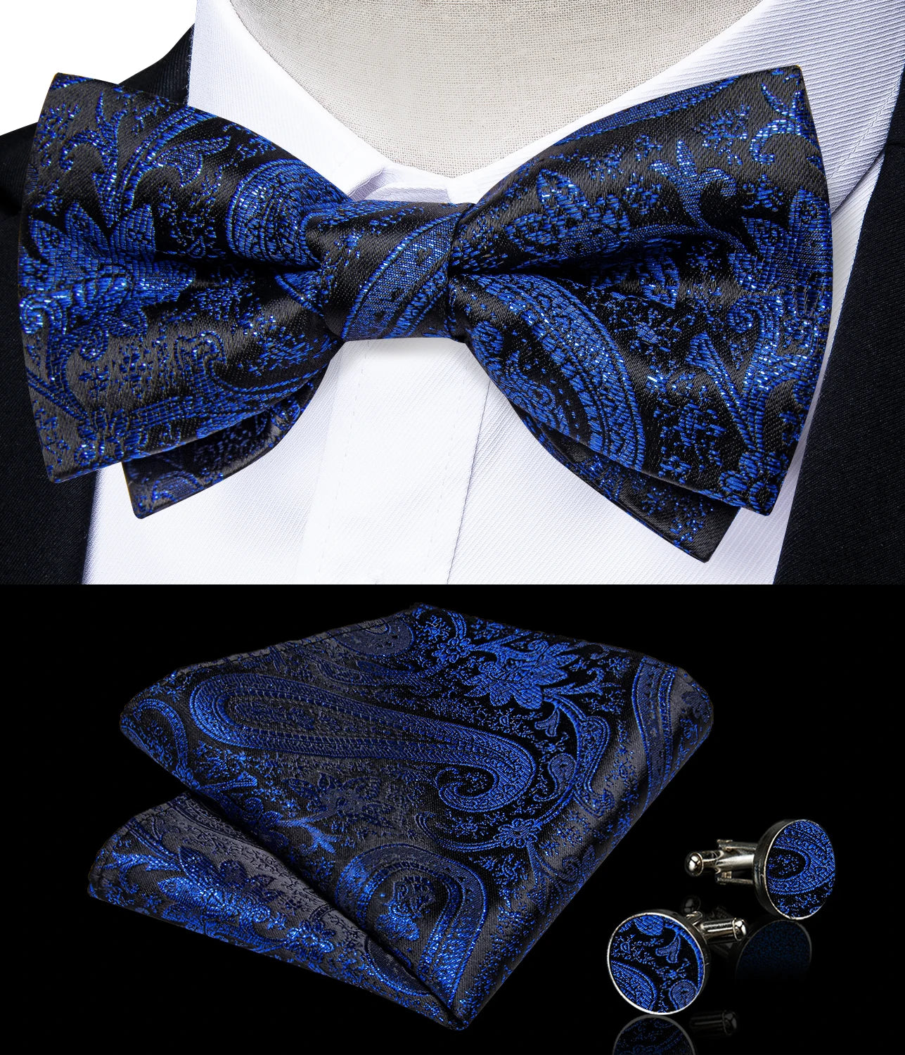 Boléro de costume bleu royal avec nœud papillon