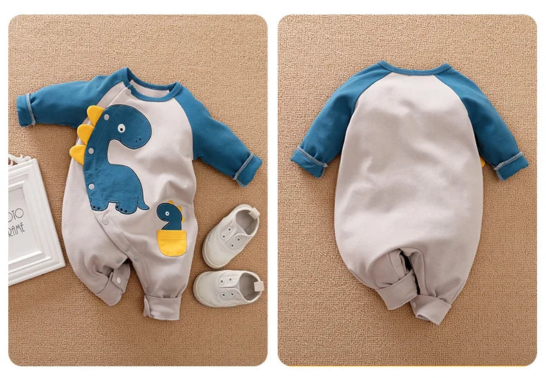 Dinosaur Printed Clothes Spring and Autumn Baby Boys Girls Clothing Cartoon 0-18 months Newborn Baby Newborn Long Sleeve Print