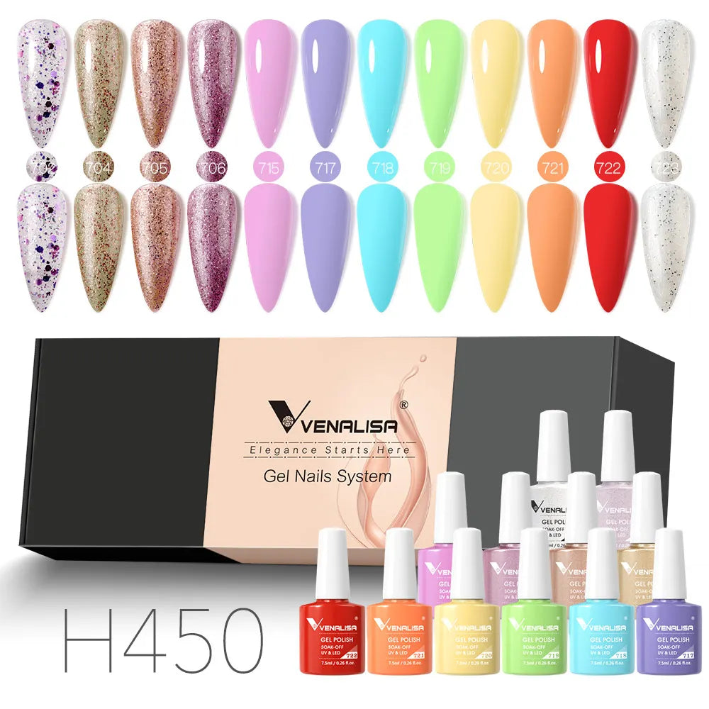 12pcs/kit Venalisa Vernis à ongles gel pigmentée Terre brune