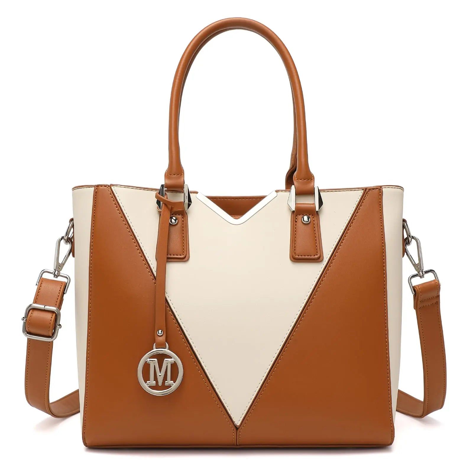 Miss Lulu WOMEN'S Handbag Shoulder bag V Shaped Design Shopper Removable Shoulder belt Synthetic leather