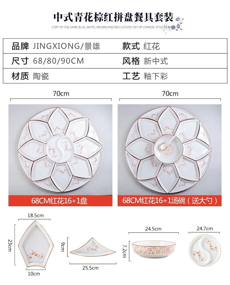 Vintage Ceramic Plate Set Microwaveable Dining Bowls Home Dinnerware Plates Set Dishes Full Tableware Pratos De Jantar Dishes