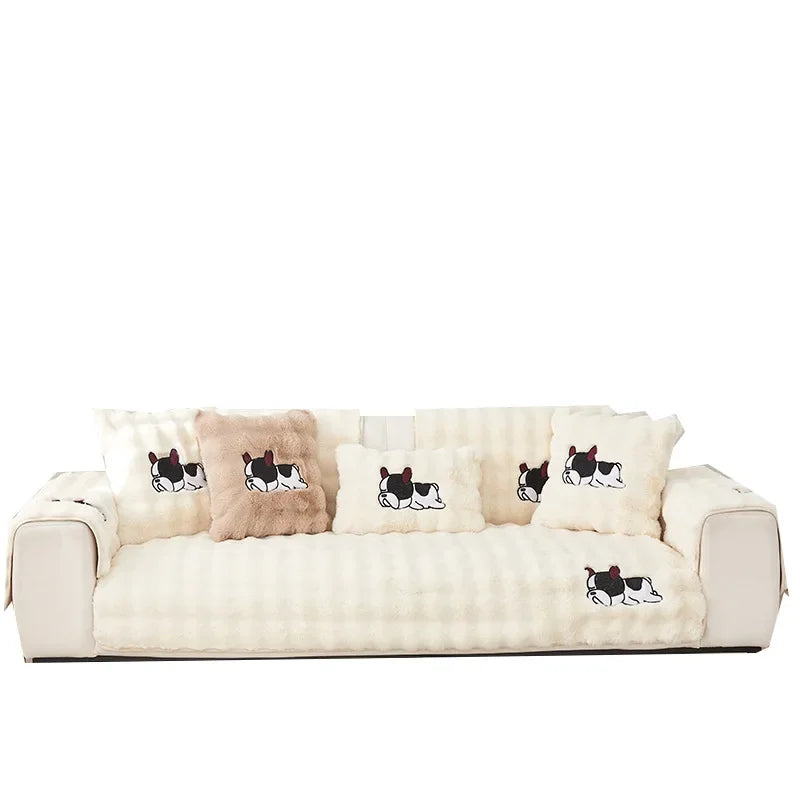 Rabbit Plush Sofa Cover Cloth Towel Winter Thickened Sofa Cushion Autumn and Winter Anti-Slip Sofa Cover Full Cover Blanket
