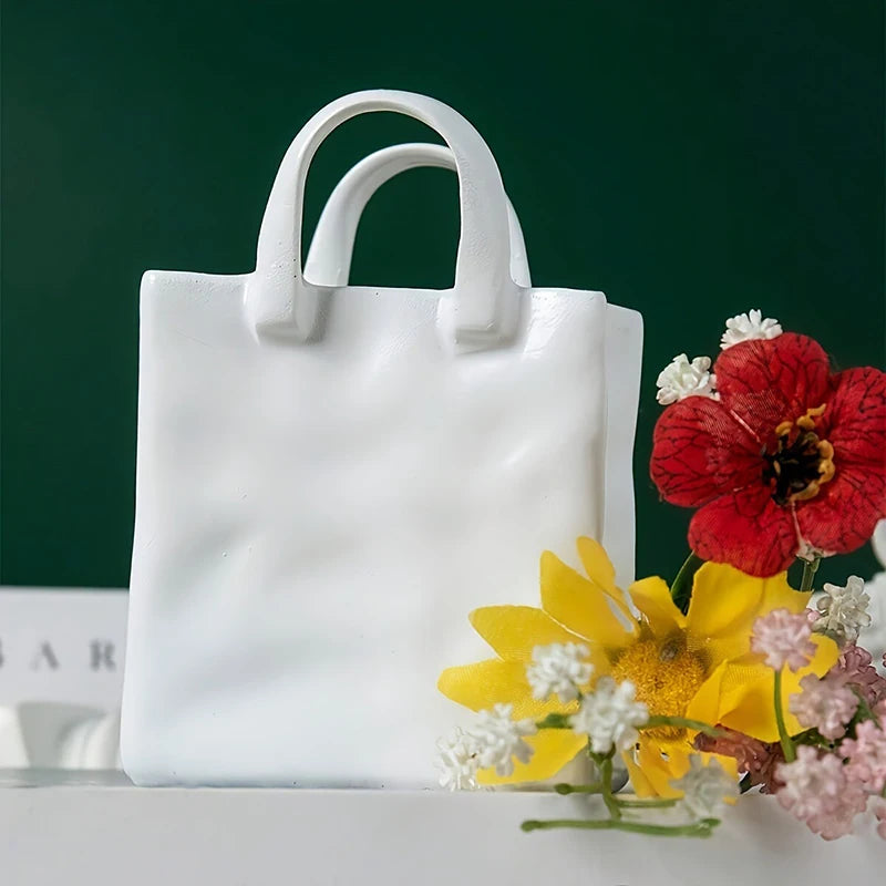 Handbag Shape Vase Modern Decorative White Vase Home Decoration Dried Flower Arrangement Table Decoration