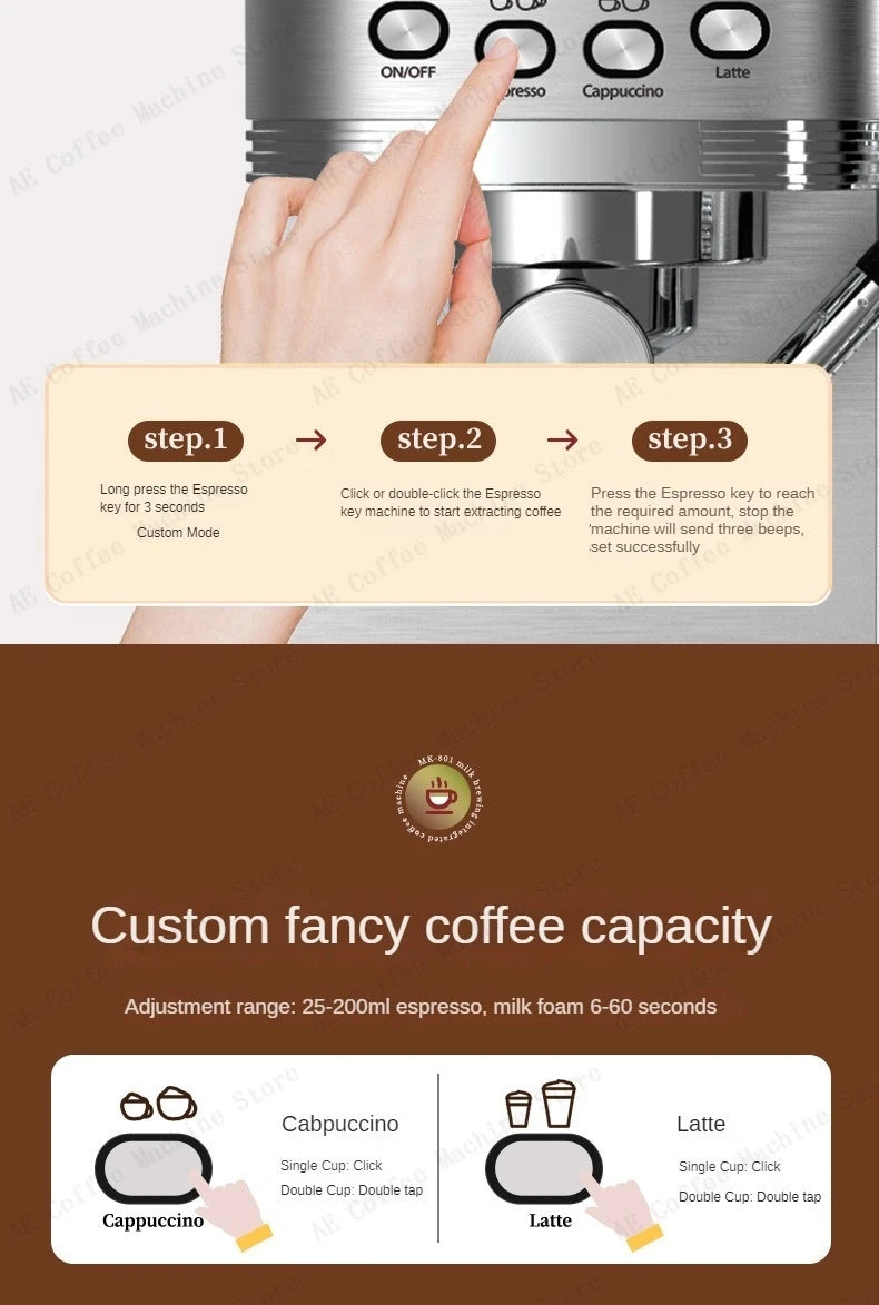Automatic Coffee and Milk Frother All-in-one Machine 20bar Household Small Espresso Coffee Machine Multi-function Coffee Maker