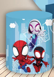 Spidey And His Amazing Friends Round Backdrop Spider-Man Birthday Backdrop Marvel Spidey Cylinder Cover Spiderman Backdrop