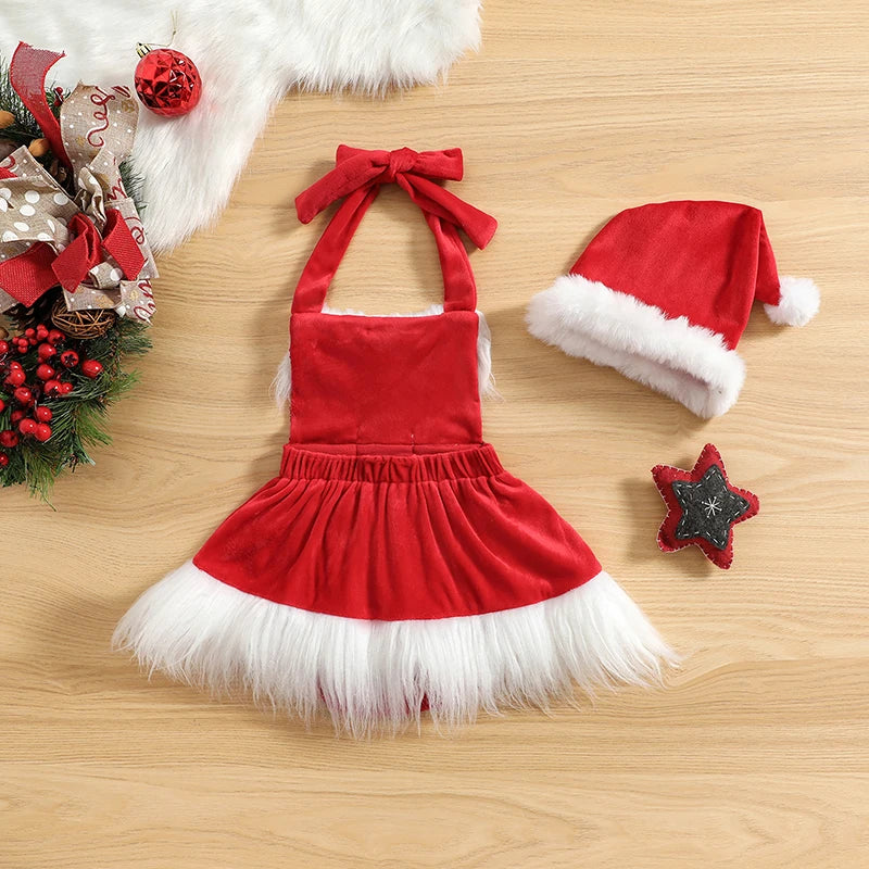 Toddler Baby Girls Christmas Dress Santa Claus Xmas Suit Baby Girl Christmas Outfit Princess Tulle Dresses