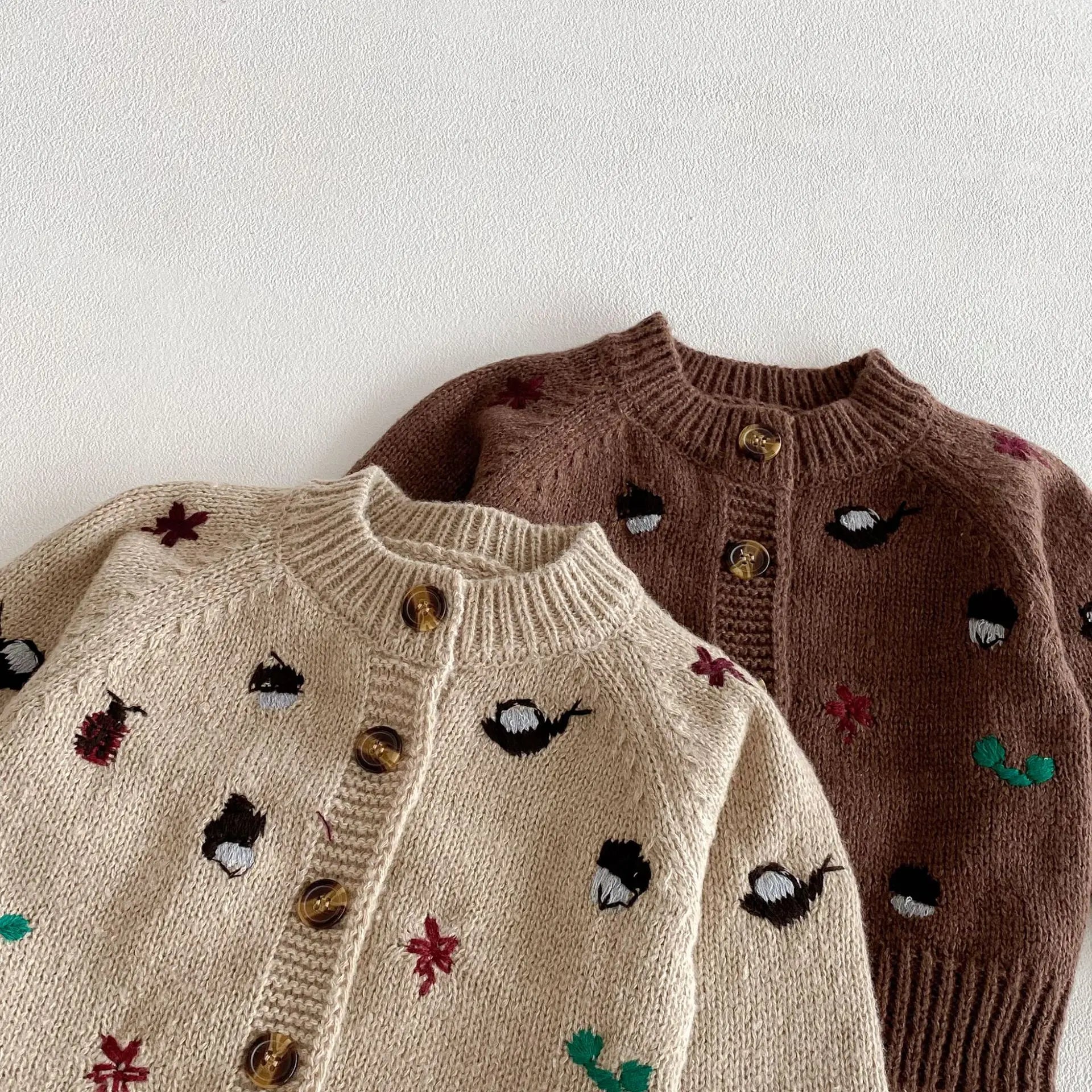 6852 Baby Knitted Sweater 2025 Autumn and Winter New Long Sleeve Embroidered Baby Boy's Cardigan Coat Girl's Sweater