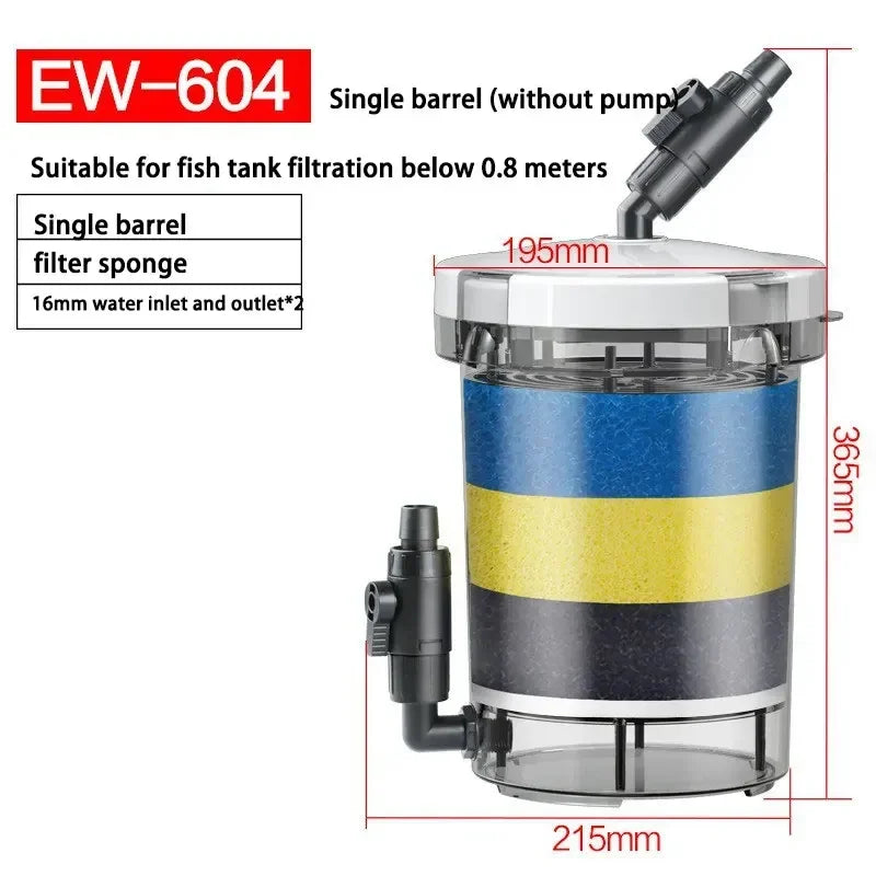SUNSUN Outside Filter Barrel Silent Filter Barrel Aquarium Filter Pump Fish tank External Filter Fish Tank Accessories HW-602B