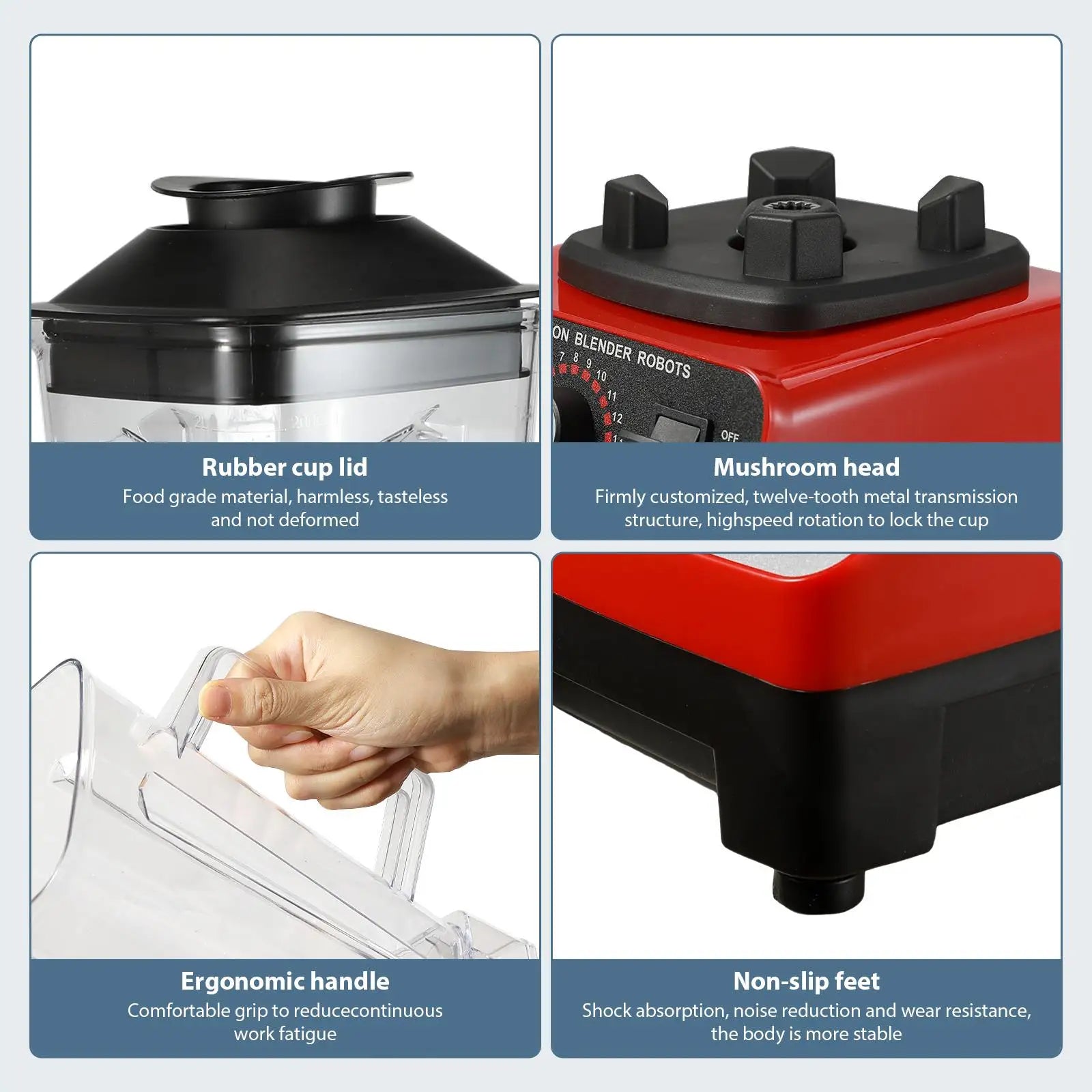 2000W Commercial Blender | Heavy Duty Food Processor & Ice Crush Mixer | High Power Juicer Stationary BPA-Free for Kitchen