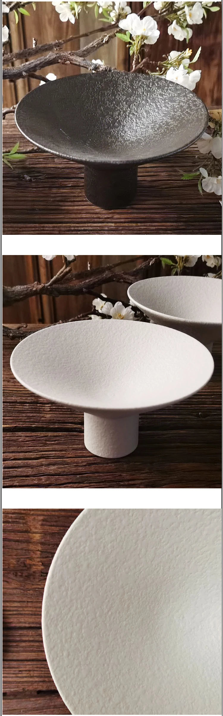 Ceramics Dinner Plate Tall Pasta Plates Salad Bowls Soup Basins Restaurant Home High Feet Tableware Snack Dessert Trays