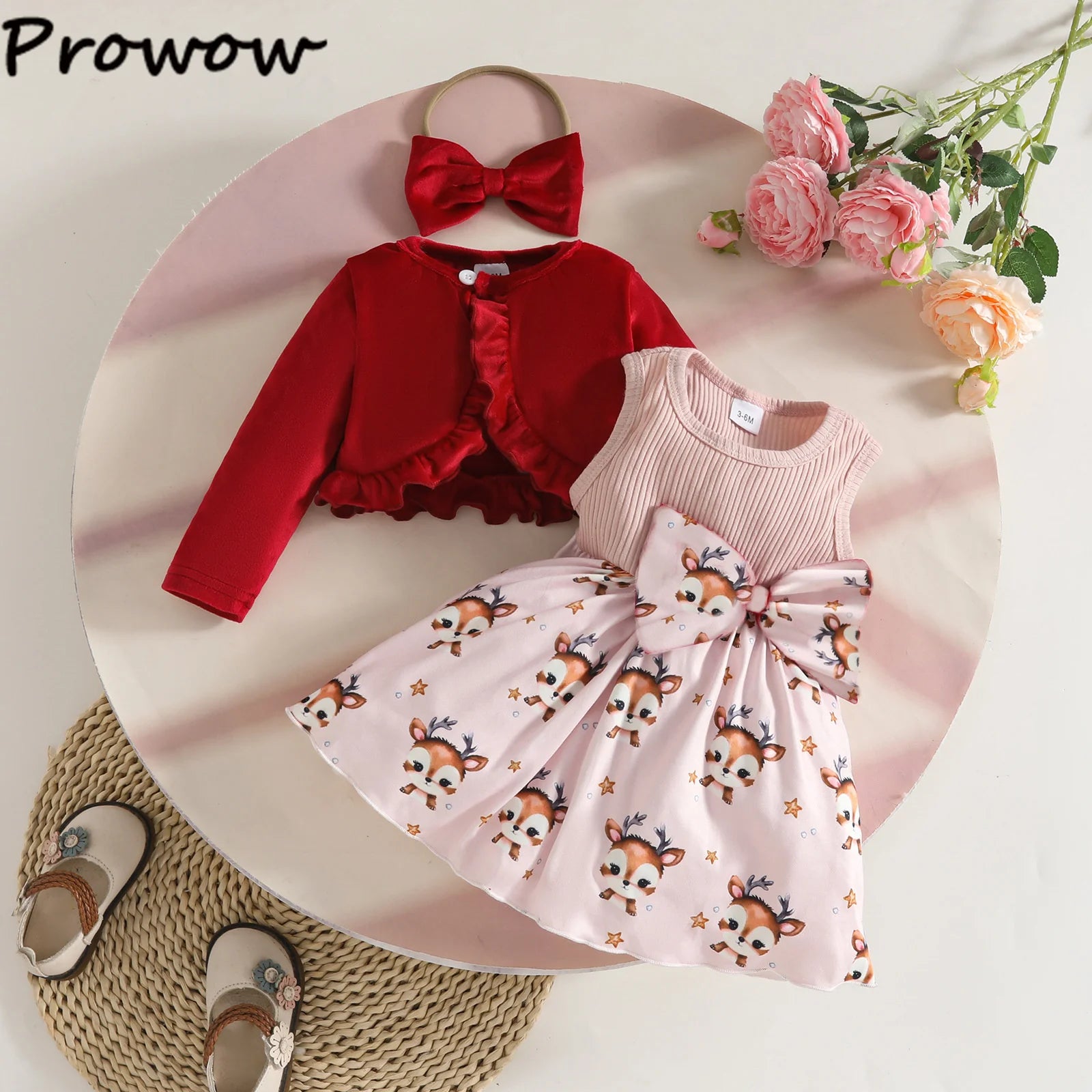 Prowow 0-3Y New Year Baby Dresses Green Velvet Coat Cardigan+Gingerbread Man Dress For Newborns My First Christmas Baby Clothes