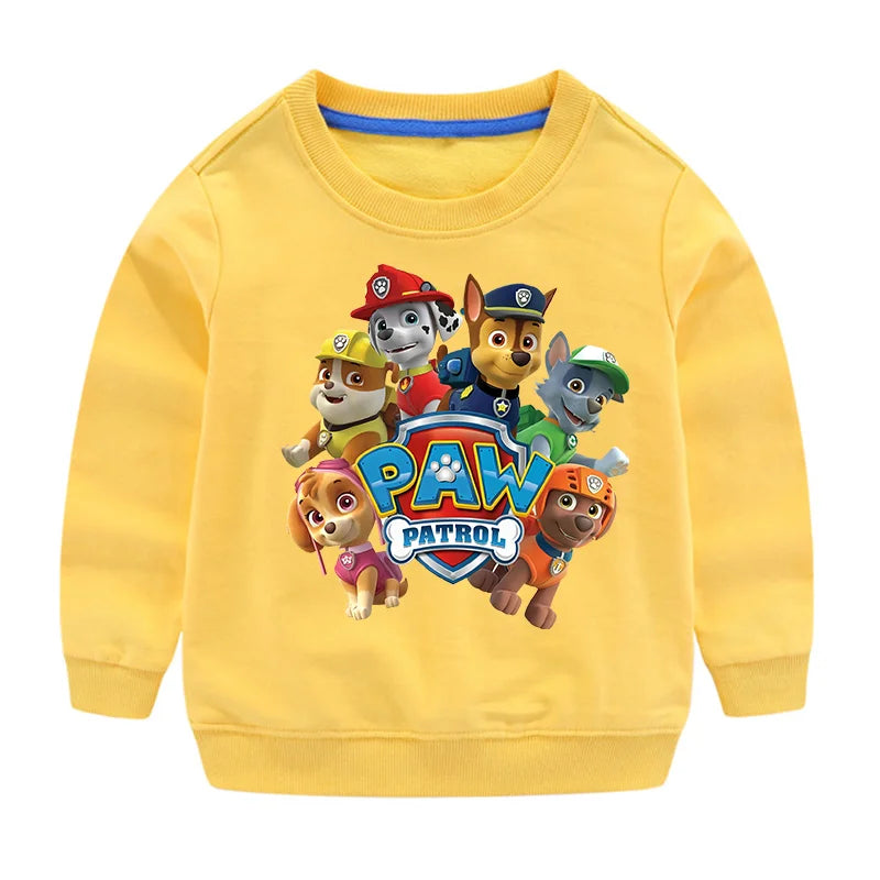 2024 Cute Paw Patrol Sport Casual Hooded Sweatshirt Cartoon Paw Patrol Patchwork Pullover Autumn Hood Sportswear Birthday Gifts