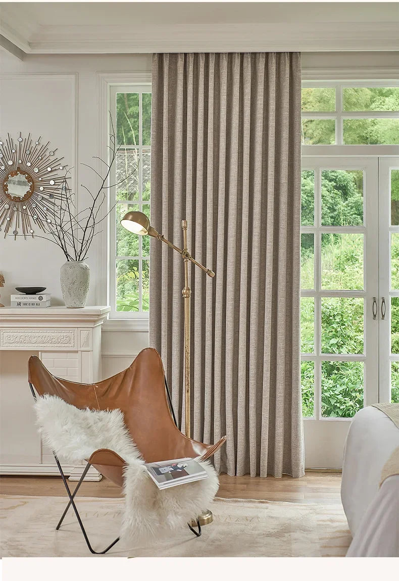 100% Blackout Japanese Modern Simple Curtains for Bedroom Living Dining Room Soundproof Textured Bamboo Window Decor Customized