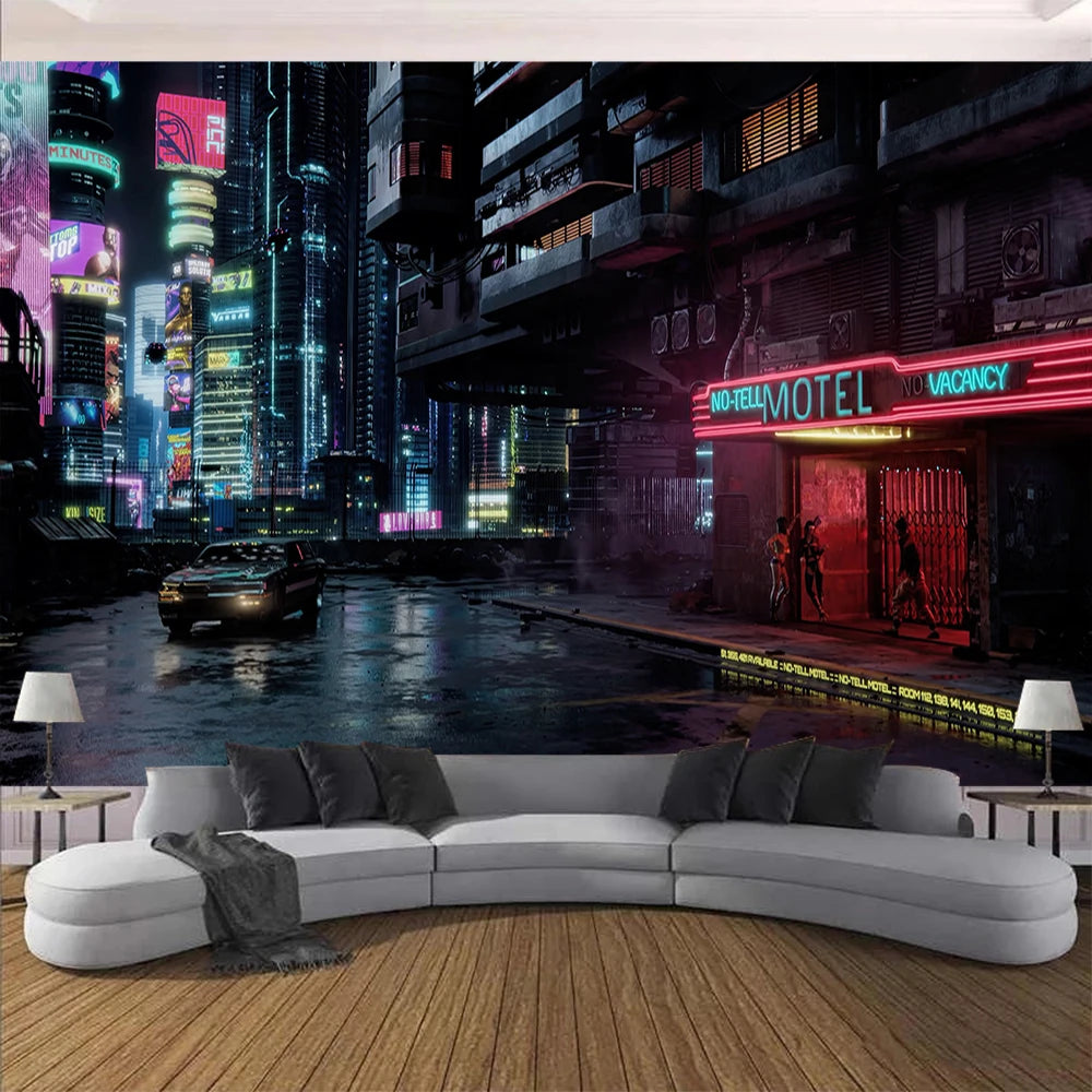 Cyberpunk Future Steam City Home Tapestry Art Wall Hanging Psychedelic Galaxy Hippie Retro Anime Background Decoration
