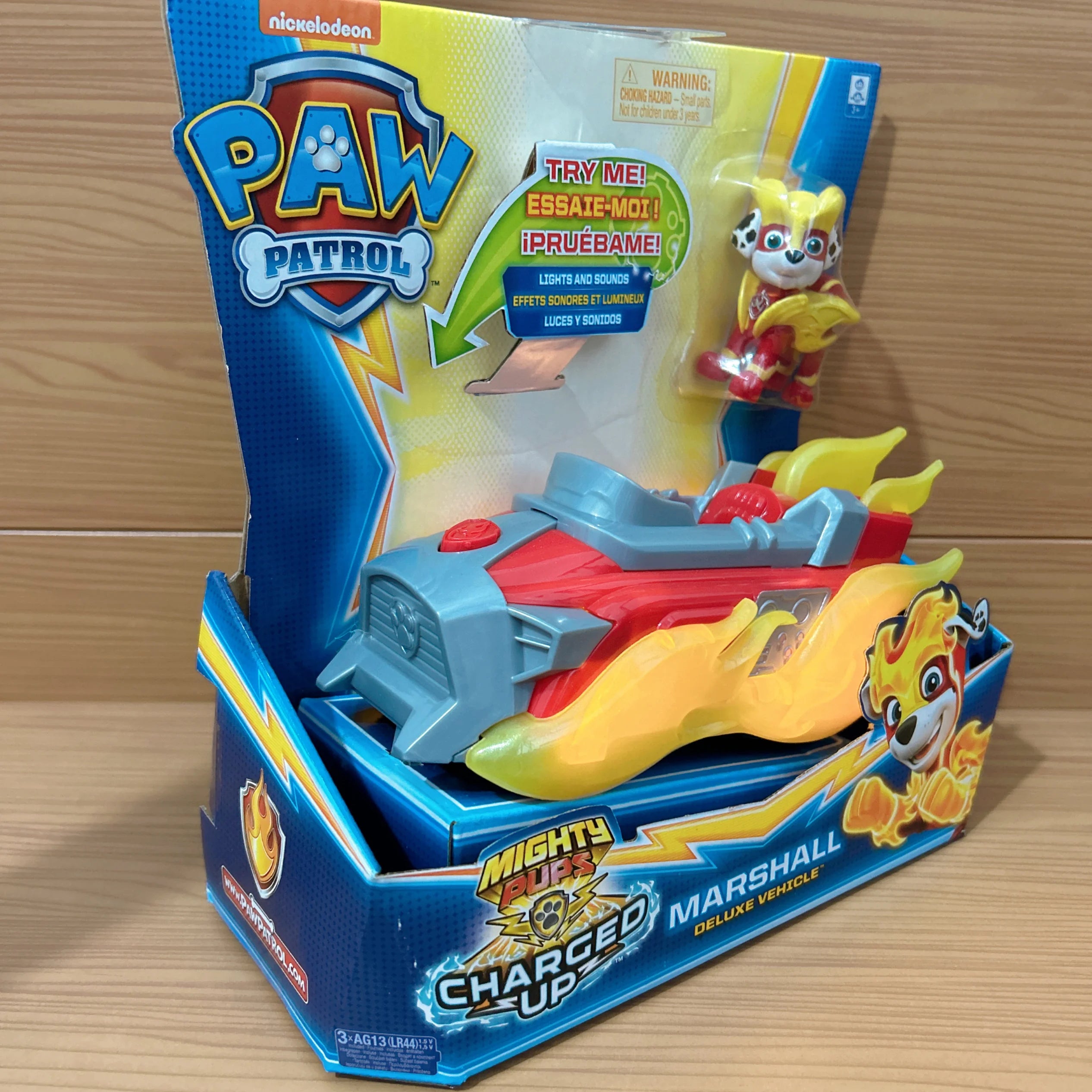 Genuine New Paw Patrol Mighty Pups Charged Up Rubble Marshall Chase Deluxe Vehicle with Lights and Sounds Children's Toy Car Boy