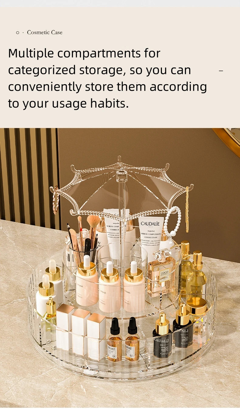 New Rotatable Cosmetic Organizer Storage Box Acrylic Transparent Skin Care and Make Up Desktop Organizers Cosmetic Storage