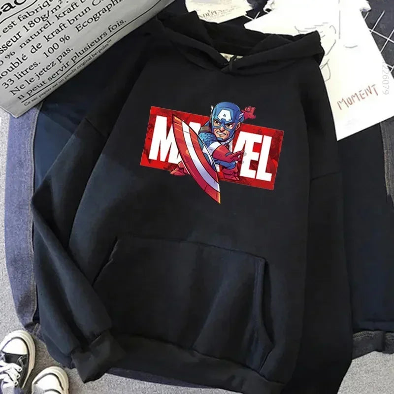Daily Marvel Printed Men Hoodies Cartoon Hipster Spiderman Creative Fashion Graphic Trendy Autumn Winter Male Sweatshirts