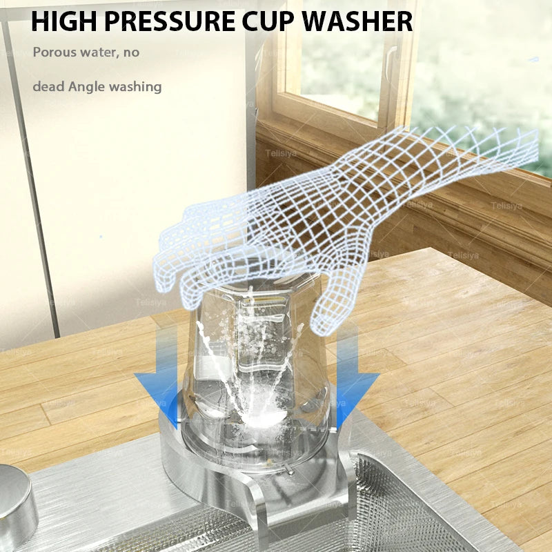 304 Stainless Steel Kitchen Sink Silver Large Single Slot Undermount Multifunction Sinks Dishwashing Basin