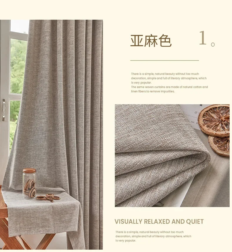 100% Blackout Japanese Modern Simple Curtains for Bedroom Living Dining Room Soundproof Textured Bamboo Window Decor Customized