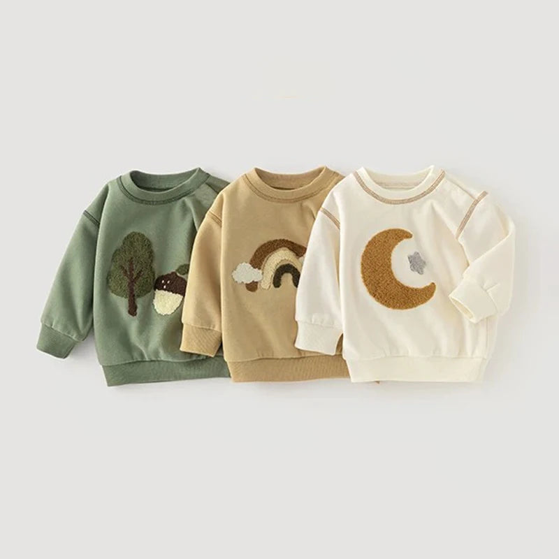 New Spring Autumn Baby Suits Cute Embroidered Sweatshirt + Pant 2Pcs Toddler Boy Girl Clothing