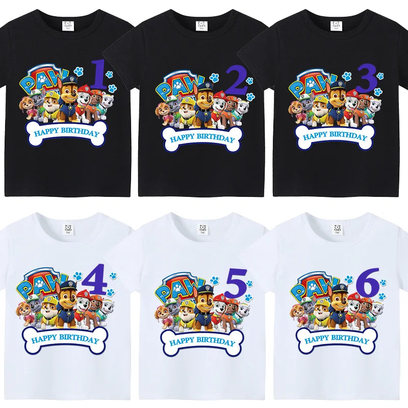Paw Patrol Child Short Sleeve T-shirt Cartoon Chase Skye Printed Pullover Boys Girls Summer Breathable Casual Cotton Tops Gifts