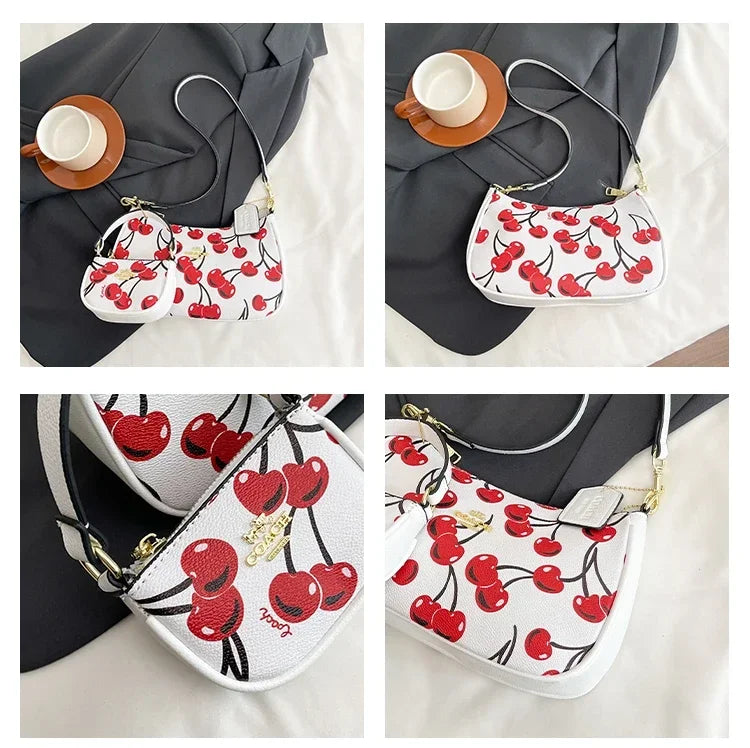 2025 Latest! Modern Vintage Cherry Crossbody - Mahjong - Style Chain Bag, Shoulder/Underarm Design, Women's Light Luxury