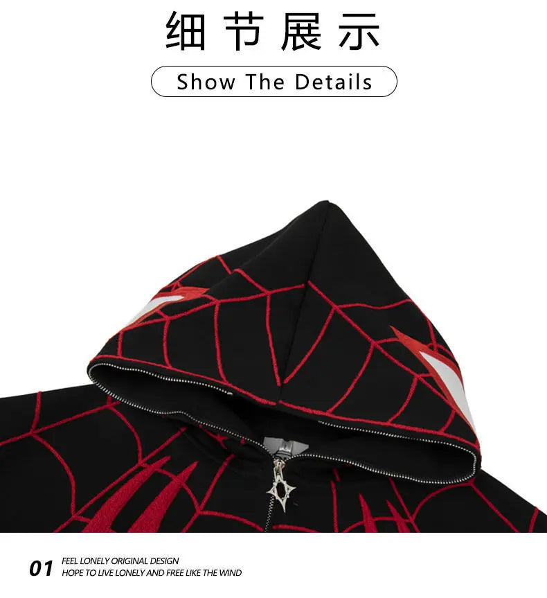 Anime Marvel Spider Man Hoodie 3D Digital Printing Hoodie Fashion Hip Hop Sweatshirt Zipper Top Women'S Coat Couple Holiday Gift