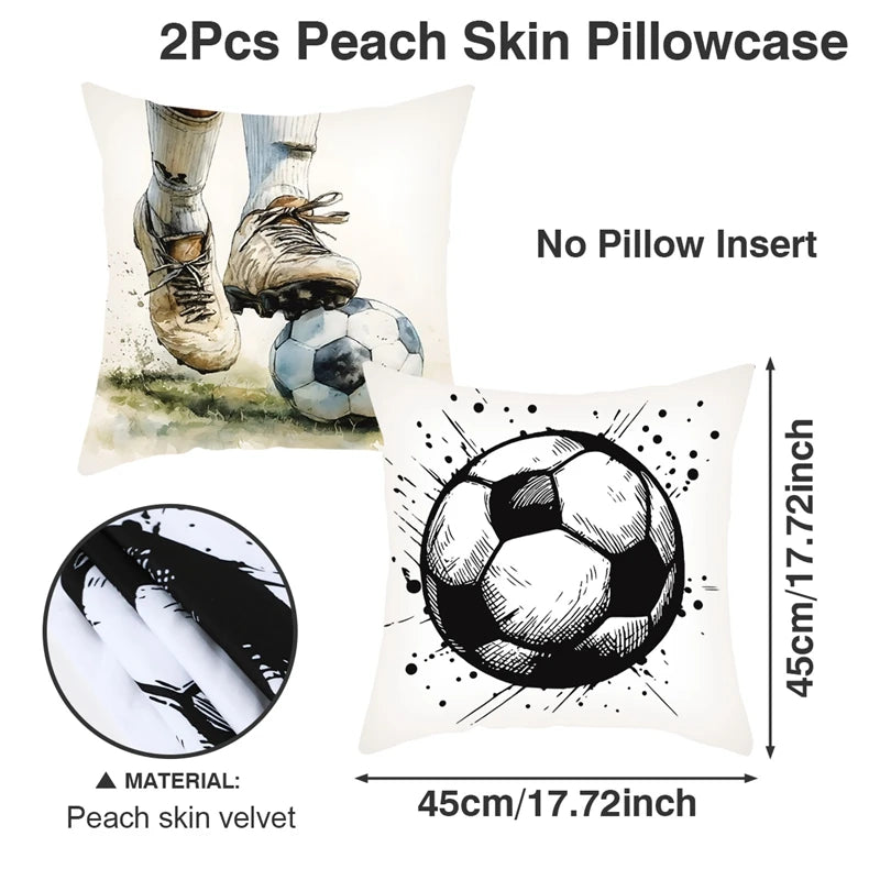 45x45cm Soccer Ball Football Sports Watercolor Pillowcase Printing Polyester Cushion Cover Decor Pillow Case Cover Home Decor