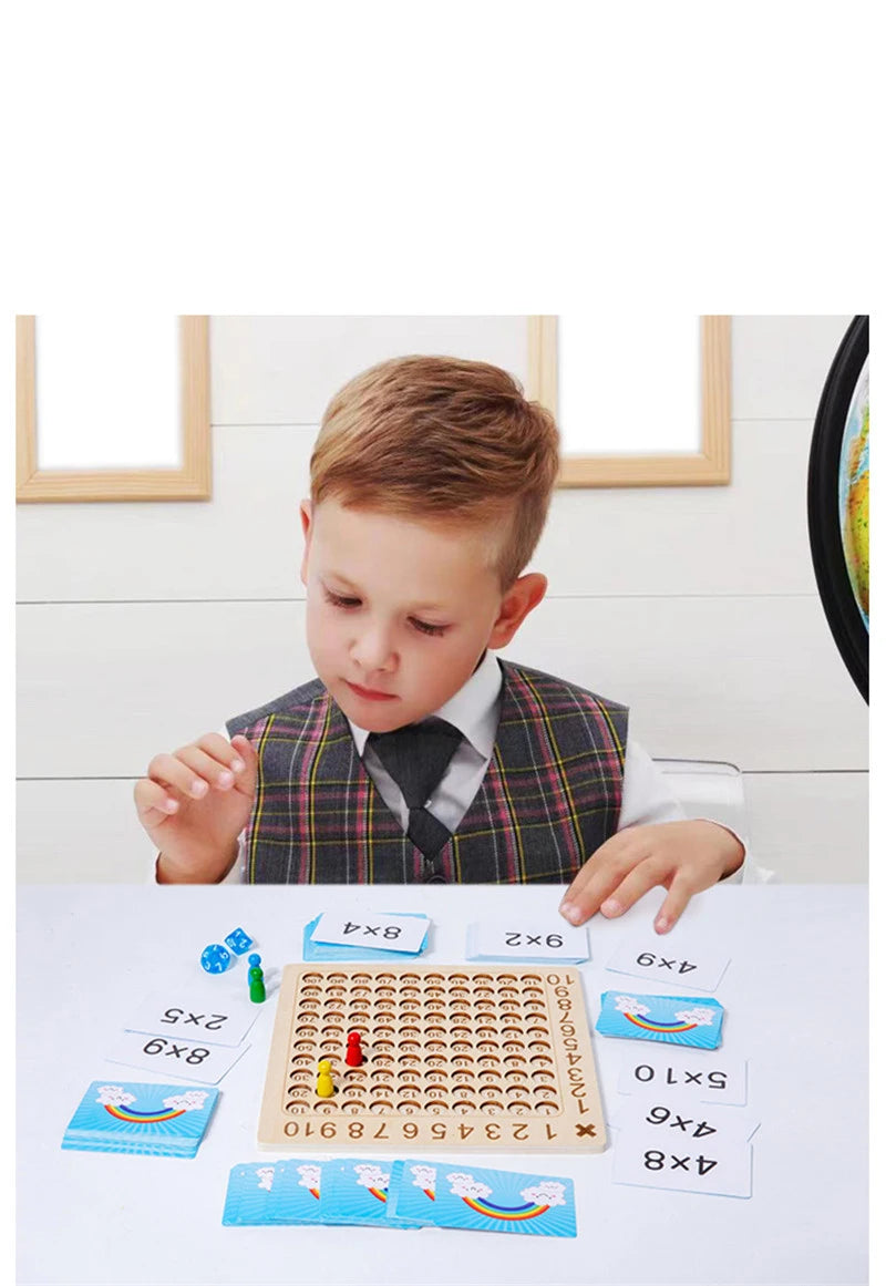 99 Multiplication Board Game Wooden Montessori  Kids Learning Educational Toys Math Counting Hundred Board Interactive Thinking