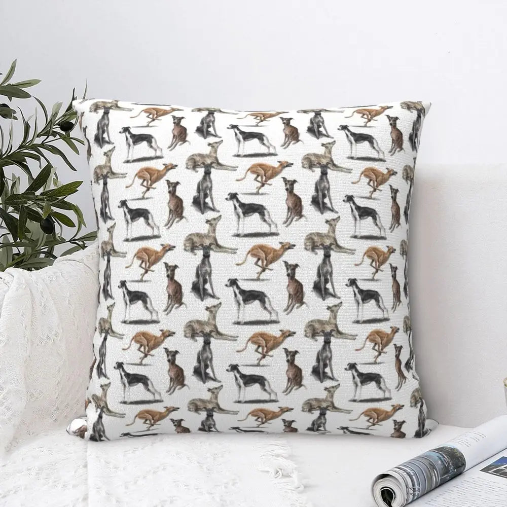 Custom Cute Whippet Greyhound Pillow Case Decor Home Hound Dog Luxury Cushion Cover Car Pillowcase