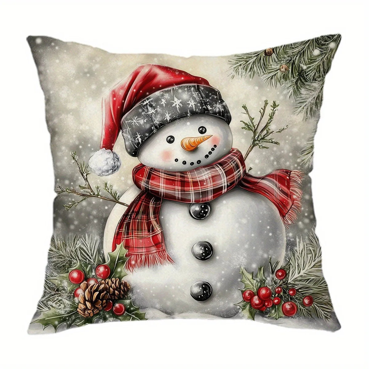 Snowman-Printed Christmas Pillowcases: Festive Decor for Your Holiday Home Sofa cushion cover, New Year home decoration