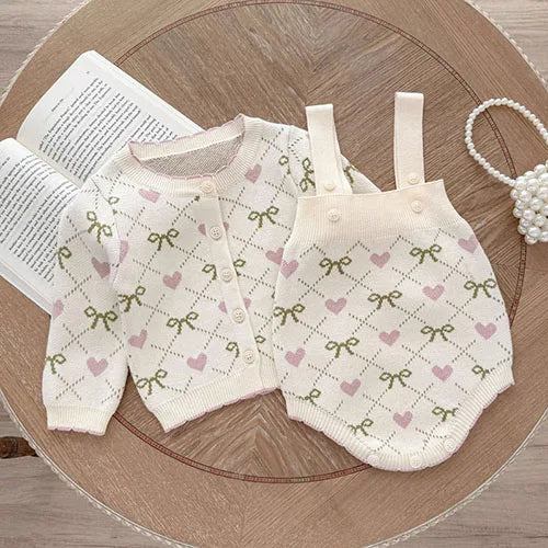 2025 New Autumn 0-3Yrs Children Clothes Suit Long Sleeved Knitted Pullover Sweater+PP Shorts Toddler Baby Girl Clothes Set