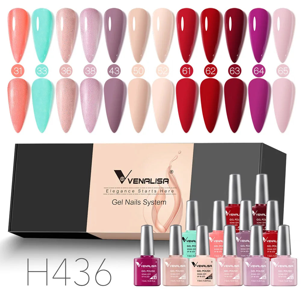 12pcs/kit Venalisa Vernis à ongles gel pigmentée Terre brune