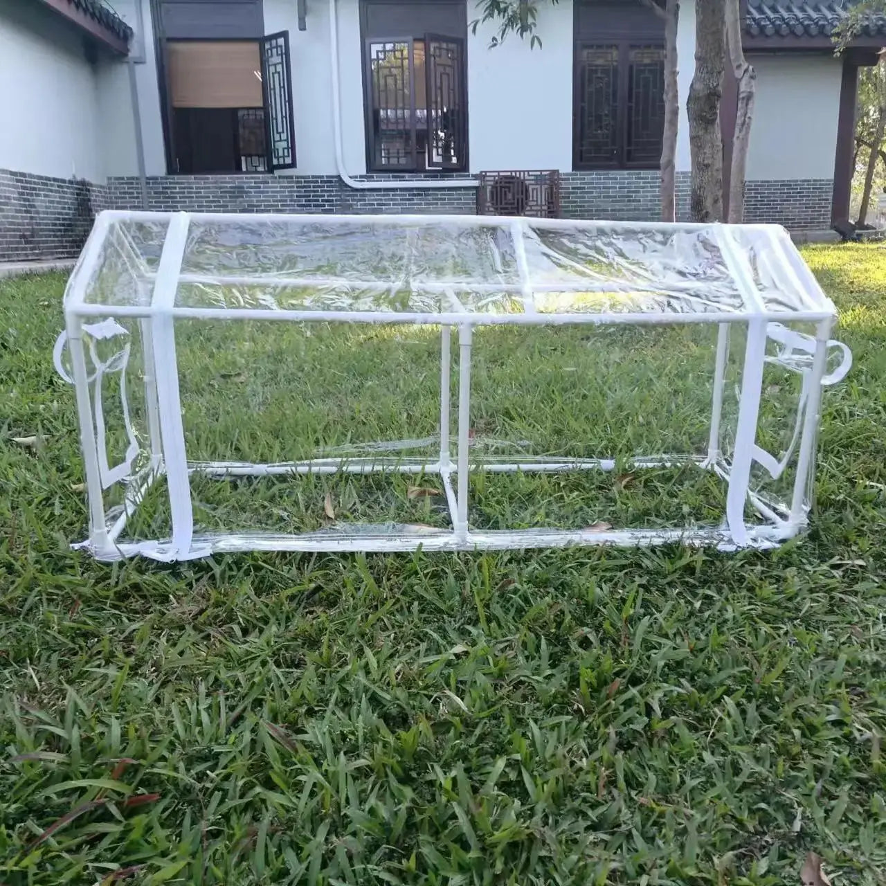 Outdoor crop shed, plant protection tent with zipper doors,windows, vegetable Bottom without film