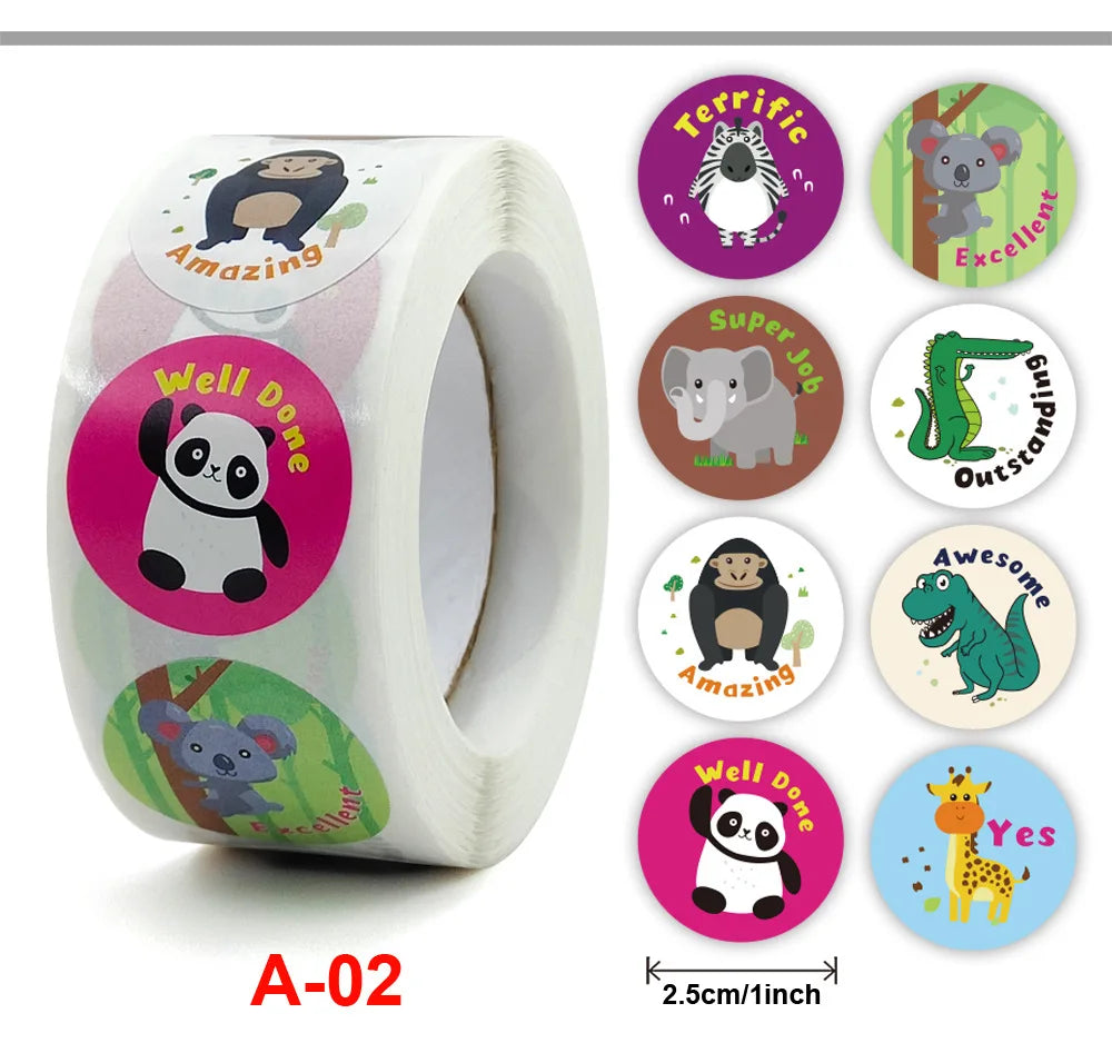 50-500 Cute Fish Thank You Stickers Kawaii Kids Sea Cartoon Sticker Roll for Christmas Gift Seal Student DIY Scrapbooking Craft